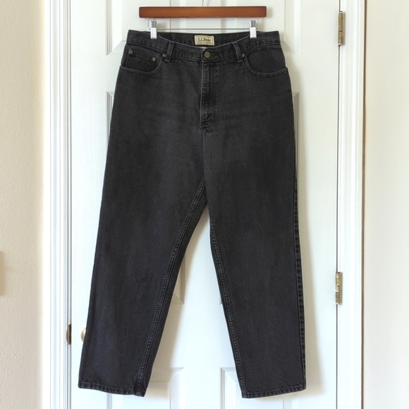 L.L. Bean 90's Vintage Original Fit Traditional High Rise Denim Jeans Black 16 - Picture 1 of 15